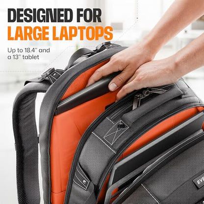 EVERKI Business 120 Laptop Backpack 40L with Rain Cover - Large Compartment Fits Up To 18.4", Travel Friendly Lightweight Business & Office Bag, 180° Fold-Out Design, Multiple Padded Pockets, Black - style: Business 120