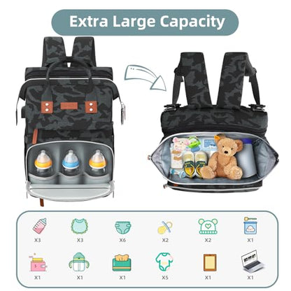 ISMGN Diaper Bag Backpack with Changing Station, Large Diaper Bag, Multifunctional Diaper Bag, Baby Bag, Camo - color: Updgrade Camo