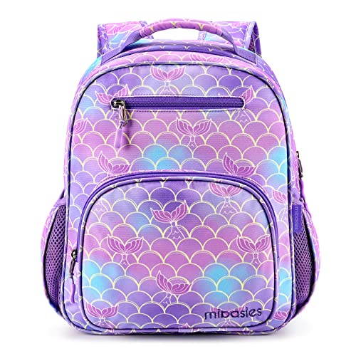 mibasies Girls Backpack 5-8: Lightweight Kids Backpacks for Girls - Girl Bookbag for Elementary School - Mermaid Tail Purple - color: Mermaid Tail, style: Kids-15"h