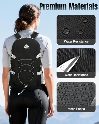 35L Foldable Hiking Backpack for Men Women, Large Packable Lightweight Outdoor Daypack with Chest Strap, Waterproof Rucksack Backpacks for Travel Hiking Camping Trekking Mountaineer, Black - color: Black