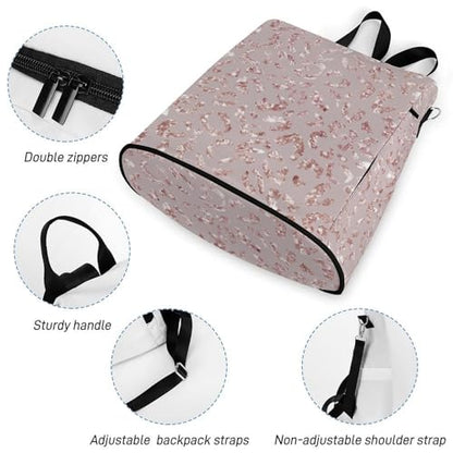 Leopard Print Pink Backpack Purse for Women Anti-Theft Bag Fashion Bags Ladies Shoulder Travel Bag - color: Leopard Print Pink, size: No Custom