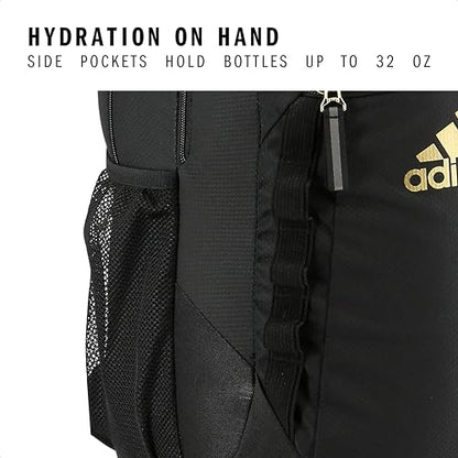 adidas Excel 6 School Backpack, 40L - color: Black/Gold Metallic, size: OSFA