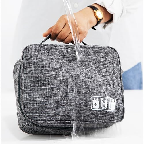 Organizer Case Small Electronic Devices USB Charger Accessories Mouse Phone Cable SD Power Bank Earphone - color: Large-Grey