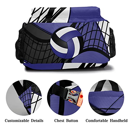 Volleyball Purple Black Personalized Backpack with Name Waterproof Bag for Birthday Holiday Gift for Travel Office Work - color: Design 5