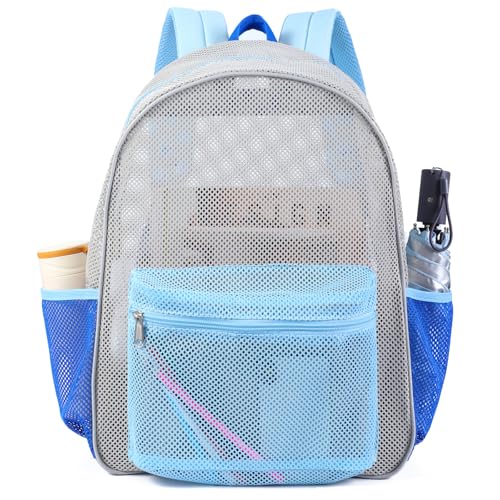 COVAX Mesh Backpack for Adults, Heavy Duty See Through Net Bookbag, Semi-Transparent Mesh Back Pack for Beach, Swimming, Sports, Work, Travel - color: Multicolor