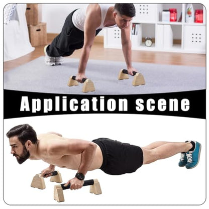 AHANDMAKER Wooden Parallettes Bars for Handstand Training in Natural Bisque Calisthenics Equipment Push Up Bars Dip Stands for Home Gym Strength Training Men Fitness Essentials - size: 24.9x8.8x10cm