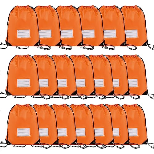 CODOBON 20 Pcs Drawstring Bags,Bulk Draw String Backpack, DIY Gym Sports Cinch Bag Sackpack for Women Men, Orange - color: Orange