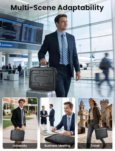 DOMISO Laptop Hard Case 14-14.4 inch Waterproof Shockproof Hard Shell Laptop Sleeve with Handle & Storage Pocket, Compatible with MacBook, HP, Dell, Black - color: Black, size: 14 inch