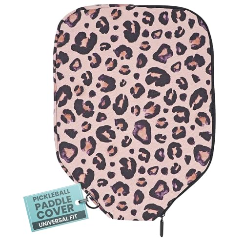 Palms-O-Aces Pickleball Paddle Cover | Canvas Padded Pickleball Paddles Sleeve with Zipper | Lightweight Protective Paddle Case for Standard Paddles | Paddle Cover Accessory - color: Pink Leopard, size: Standard - 11.5" x 8.5"