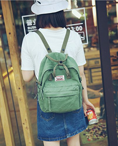 LuckyZ Womens Casual Style Lightweight Canvas Backpack Travel Daypack Small Handbag Purse Army Green - color: Army
