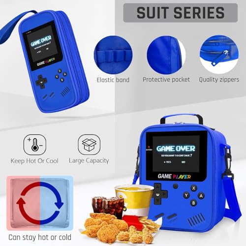 School Backpack for Boys,3pcs Gamer Boys Backpack with Lunch Box Set for Kids Children Teens Elementary Middle School,17" Large Capacity Student Bookbag & Multifunctional Video Game Travel Bag - color: Blue-backpack Set