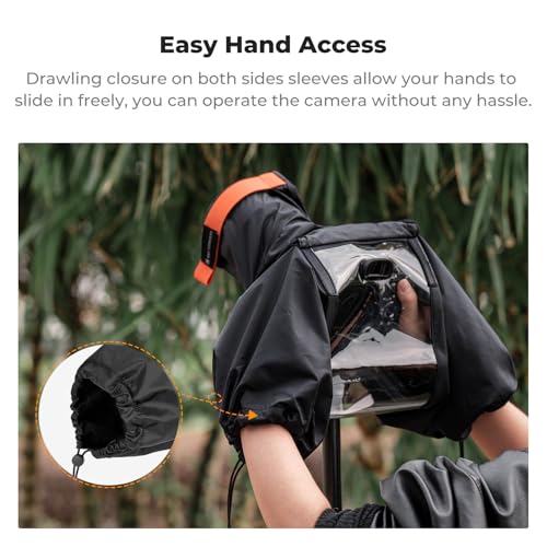 K&F Concept Camera Rain Cover, Waterproof Camera Cover for Nikon Canon Sony DSLR/Mirrorless Cameras & Lenses, Professional Raincoat with Anti-Fog Window & Waterproof Zipper, Camera Rain Sleeves