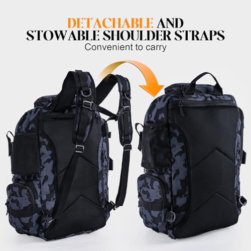 Goture 40L Fishing Tackle Backpack with Cooler and Removable Bait Binder, 900D Water-Resistant Tackle Backpack with 2 Rod Holders, Fishing Bag Storage Gear Tackle Bag with Rain Cover Camouflage - color: Camouflage, size: A - Trays not included
