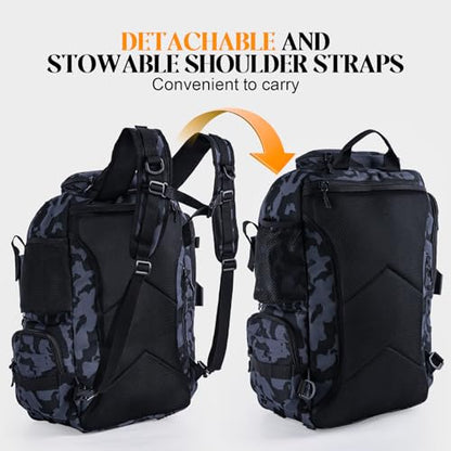 Goture 40L Large Camouflage Fishing Backpack, 900D Tear-Resistant Tackle Bag with Cooler & Rain Cover & 3600 Trays, Freshwater Saltwater - color: Camouflage, size: B - Includes 2 regular 3600 trays
