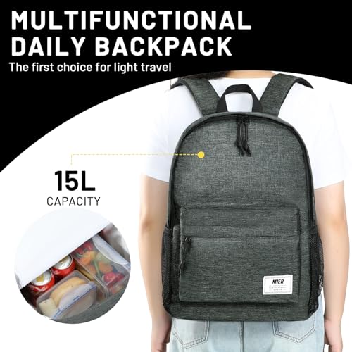 MIER Insulated Backpack Cooler Small Leakproof Lightweight Cute for Women Men to Work, Picnics, Camping, Park Day Trips, 15 L - color: Dark Gray