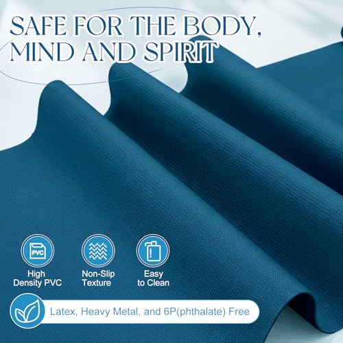 3 mm Thick Yoga Mat Bulk, Non Slip Exercise Workout Fitness Pad for Women Men, Gym Home Yoga Pilates, Easy to Clean, Sturdy PVC - color: Ocean Blue
