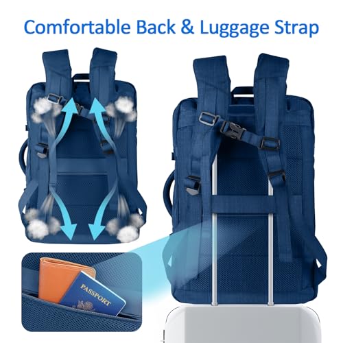 AREYTECO Large Travel Laptop Backpack for Men, 50L Carry On Backpack Flight Approved, Expandable Laptop Bag Water Resistant Overnight Weekender Gym Daypack Traveling Backpack, Traveler Gifts, Blue - color: Blue, size: 17.3 Inch (20''x13''x10'')