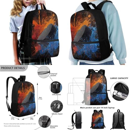 Hockey Splash 4 Piece Set Backpack Set for Child Portable Bookbag Set Elementary School Bag with Shoulder Strap Large Capacity Rucksack for Children - color: Hockey Splash