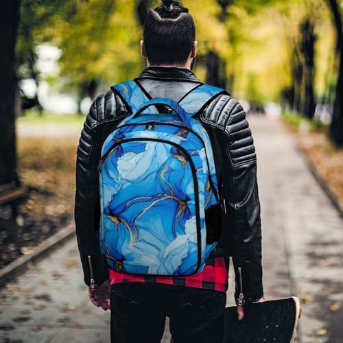 Carry On Anti Theft Laptop Backpack Trippy Tie Dye Blue, Large Sturdy Travel Bag with Multi Compartments for Business Weekender Hiking - color: Pattern (260)