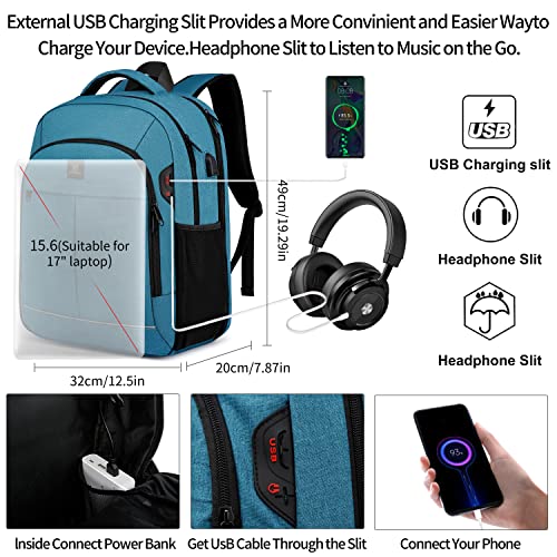 Backpack,Bookbag for Men and Women, 17.3 inch TSA Water Resistant Business Travel Laptop Backpack,Durable College School Backpack Bookbag for Teens, Lake blue - color: 17.3 Inch-lake Blue