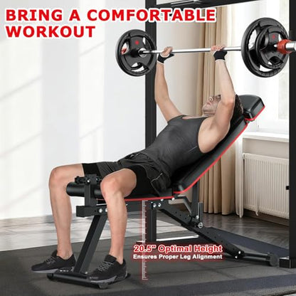 XDDIAS Workout Bench, Adjustable Weight Bench with Leg Extension and Leg Curl, Extended Headrest, 900LBS Preacher Curl Bench Incline Decline Flat Workout Bench for Home Gym Full Body Exercise - color: Black+ PU