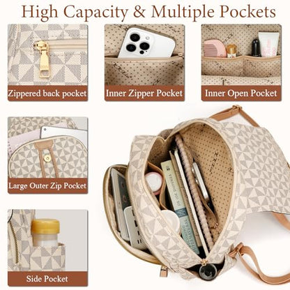 KKXIU Backpack Purse for Women, Trendy Travel Daypacks Bag for Lady - color: Beige Checkered, style: Backpack