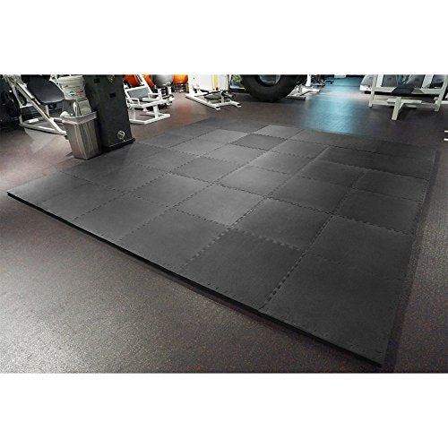 Meister X-Thick 1.5" Interlocking EVA Foam Mats - 2X Cushion for Wrestling, MMA Takedowns & Gymnastics - 2'x2' Tiles - color: Black, size: 25 Tiles (100 Sqft)