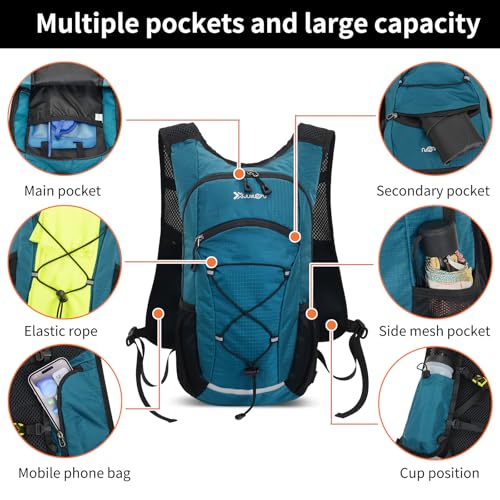15L Small Hiking Backpack Lightweight Hydration Backpack for Men Women, Warterproof Hiking Daypack for Travel Cycling - color: Green