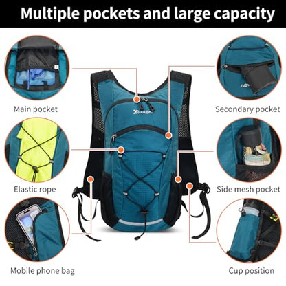 15L Small Hiking Backpack Lightweight Hydration Backpack for Men Women, Warterproof Hiking Daypack for Travel Cycling - color: Green
