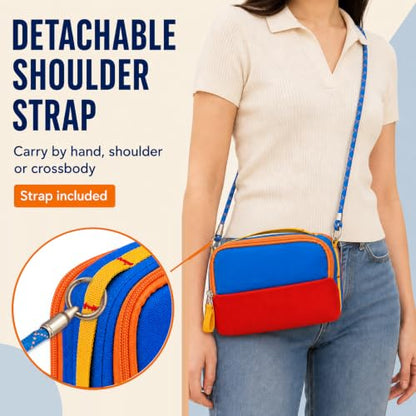 Charger Organizer Travel Case for Laptop Adapters with Shoulder Strap - color: Case+Phone Lanyard