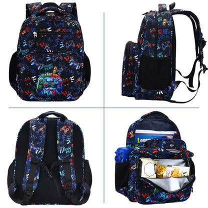 RHCPFOVR Kids Backpack for Girls - Girls Backpack 3-8 Ages Butterfly for Kids 15 Inch School Bookbag for Kindergarten Elementary School Bookbag for Girl 1st 3nd Grade - style: Dark Blue Games
