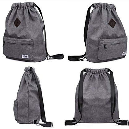 KAUKKO Drawstring Sports Backpack Gym Yoga Bag Shoulder Rucksack for Men and Women(1031-GRAY2PC) - color: 31-grey(2pc)