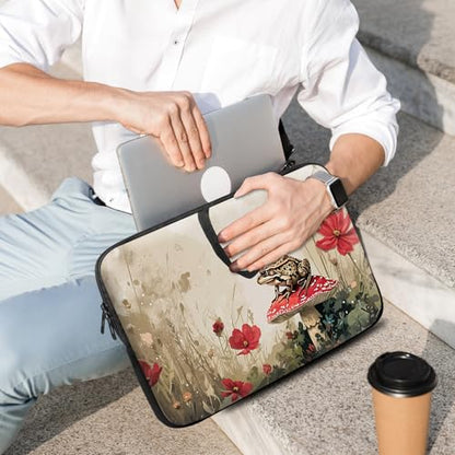 14 15 15.4 15.6 inch Laptop Handle Bag Computer Bag, Pouch Holder Notebook Sleeve Cover Soft Case Compatible for Dell,Lenovo,Toshiba HP, Asus Notebook-Mushroom Frog Flower - color: Mushroom Frog Flower