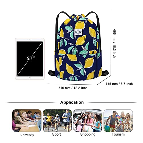 XEYOU Drawstring Sports Backpack Lightweight Gym Yoga Sackpack Shoulder Rucksack Casual Outdoor Daypack for Women and Men | Lightweight - color: Pears Pattern
