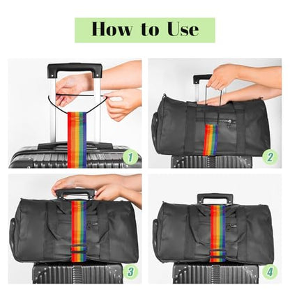 Multi Use Strong Adjustable Luggage Connector Straps for Suitcases,2 Pack Flexible Luggage Accessories Elastic Fastening Bag Strap (Rainbow) - color: Rainbow