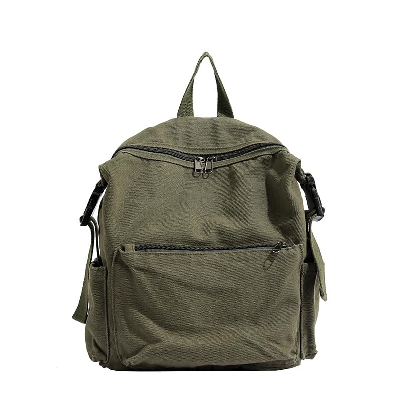 MaxxCloud Canvas Backpack-Adjustable Shoulder Straps,Unisex Mini Laptop Backpack for Work&Travel,Casual Daypack (Green) - color: Green
