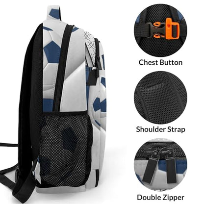 Sport Ball Athlete Player Soccer Navy Primary Elementary School Bags Middle School Book Bags Dinosaur Bookbags for Preschool Child Grandson - color: Navy