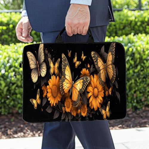 15-Inch Laptop Sleeve – Stylish, Lightweight, Shockproof, Water-Resistant Case for Lenovo, HP, Dell, Asus Notebooks - Flower Butterfly - color: Flower Butterfly