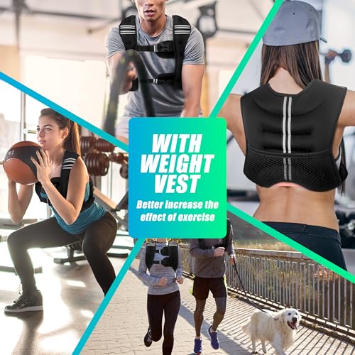 WTREE Weighted Vest Men or Women - Weights with Reflective Stripe, Weighted vest for Workout Equipment for Strength Training Night Running - size: 20 Lb