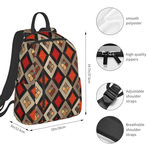 Travel Backpack for Women Men Rhombus Pattern Daypack 15 inch Lightweight Computer Bag Casual Back Pack - color: Rhombus Pattern