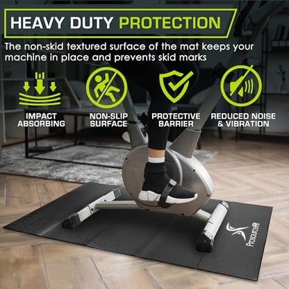 ProsourceFit Treadmill & Exercise Equipment Mats, Folding (7’L x 3’W x ¼”T) High Density PVC Floor Protector - color: Black