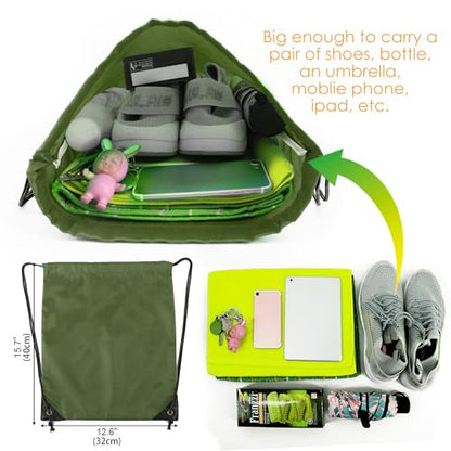BeeGreen 20 Packs Army Green Drawstring Backpack Bags Wholesale Bulk Cinch Bags Heavy Duty String Backpack Machine Washable Lightweight Sackpack Outdoor Sport Bags for Women Men - color: Army Green