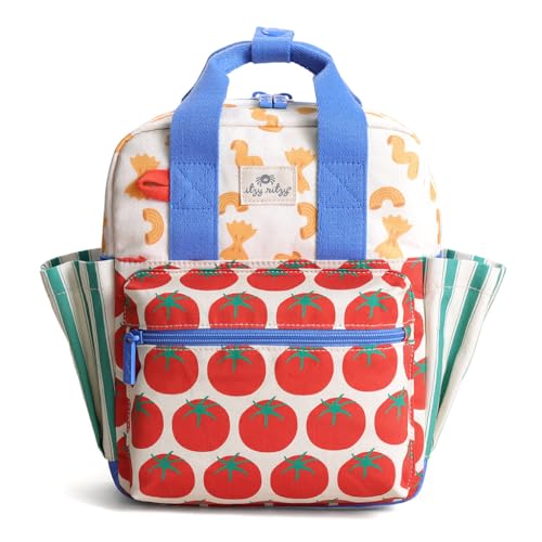 Itzy Ritzy Toddler Backpack - Daycare Bag - Features Adjustable Shoulder Straps, 2 Side Pockets & Spacious Interior with Wipeable Fabric Lining & Name Label, Pasta - color: Pasta