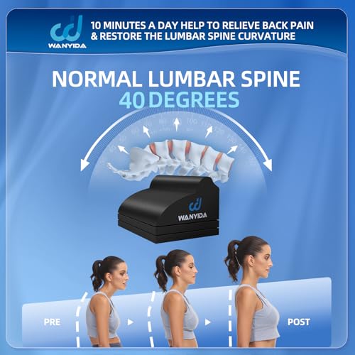 WANYIDA Lumbar Orthotic Traction Roll Device, Lower Back Stretcher for Pain relief, Back Traction for Lumbar Decompression, 3 Height Adjustable Lumbar Stretcher, Chiropractic