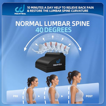 WANYIDA Lumbar Orthotic Traction Roll Device, Lower Back Stretcher for Pain relief, Back Traction for Lumbar Decompression, 3 Height Adjustable Lumbar Stretcher, Chiropractic