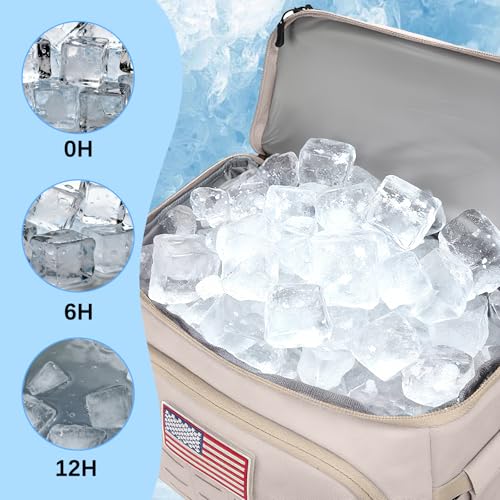 Goloni 40L Insulated Cooler Backpack, Leakproof Lightweight Soft-Sided Cooler with Cooler Compartment - color: Beige