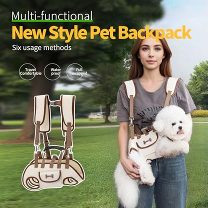 6-in-1 Hands Free Pet Carrier Backpack for Dogs & Cats - Convertible Shoulder Sling, Leash & Lift Harness, Portable Breathable Design Small Dog Carrier Slings for Puppies, Yorkie (4-8 lbs) - size: 8.8"L x 5.4"W x 2.9"H