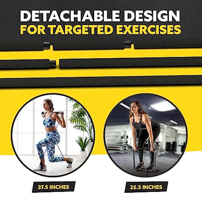 Tribe Lifting Resistance Band Bar - Portable Steel Workout Bar for Resistance Bands - Adjustable 38 to 26 Inch - Straight Bar Attachment for Cable Machine and Home Gym Exercises