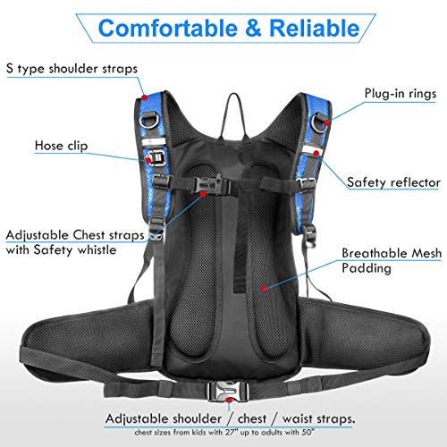 Mothybot Hydration Pack, Insulated Hydration Backpack with 2L BPA Free Water Bladder and Storage, Hiking Backpack for Men, Women, Kids for Running, Cycling, Camping - Keep Liquid Cool up to 5 Hours - color: Blue