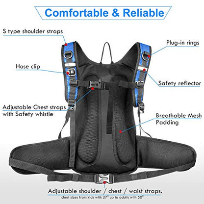 Mothybot Hydration Pack, Insulated Hydration Backpack with 2L BPA Free Water Bladder and Storage, Hiking Backpack for Men, Women, Kids for Running, Cycling, Camping - Keep Liquid Cool up to 5 Hours - color: Blue